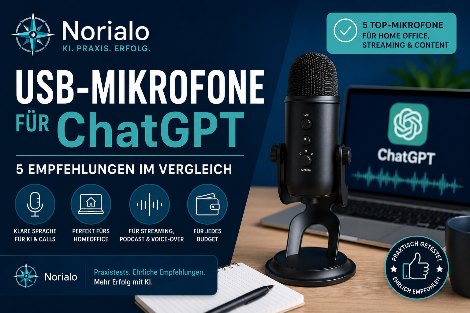 Die besten USB-Mikrofone für ChatGPT, KI, Homeoffice & Content